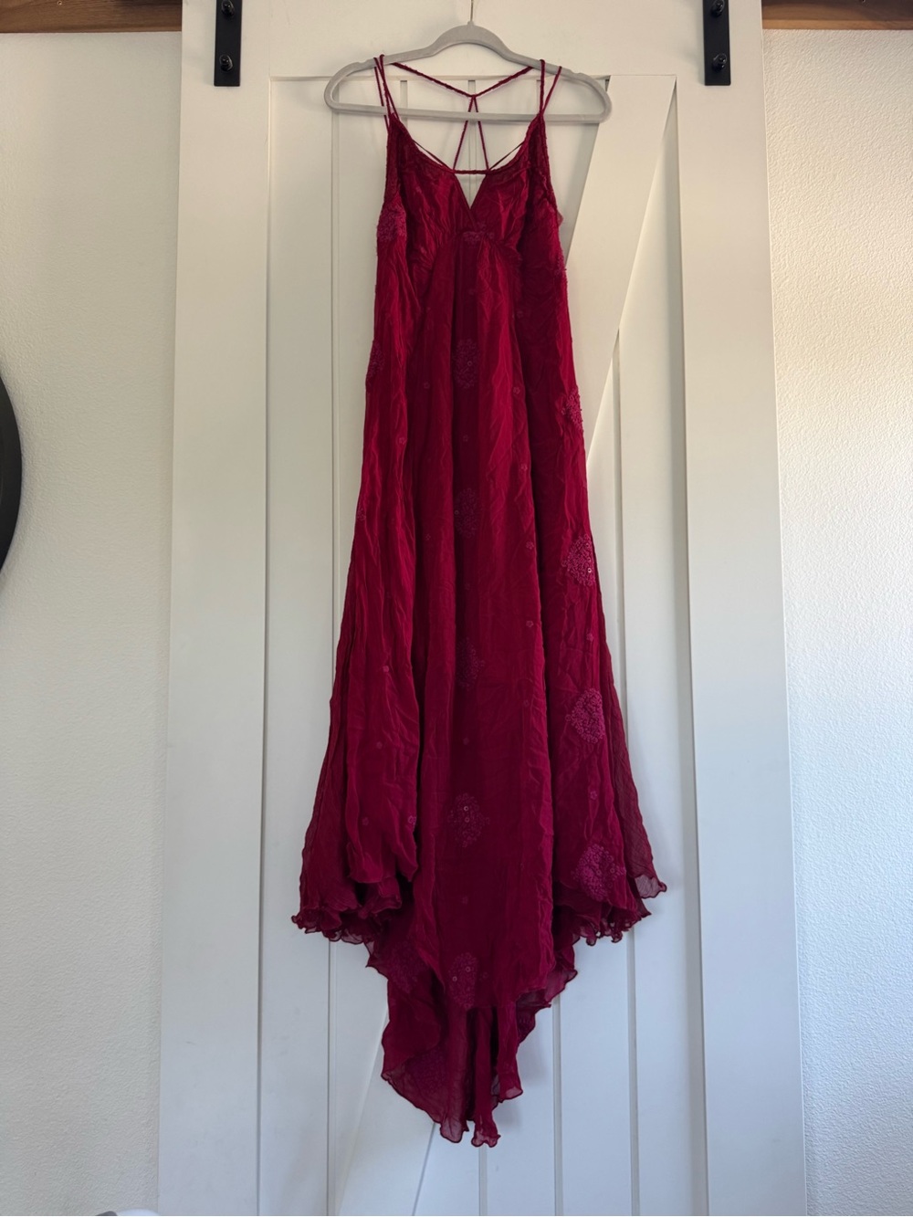 NWT Free People maxi dress w/ floral embroidery & dramatic high-low hemline